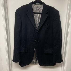 Oscar de la Renta Mens 100% Wool 3 Button Blazer Jacket Size 42L Navy Blue